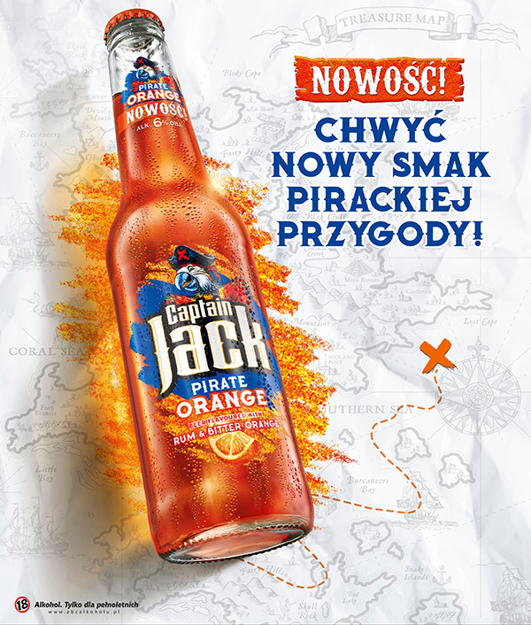 CHWYĆ NOWY SMAK PIRACKIEJ PRZYGODY  Z CAPTAIN JACK PIRATE ORANGE