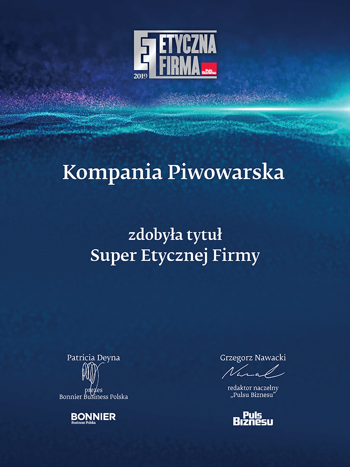 Kompania Piwowarska awarded the Super Ethical Company title!