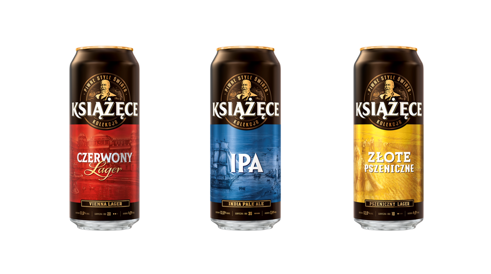Książęce in new packaging. Złote Pszeniczne, Czerwony Lager and IPA already available in cans