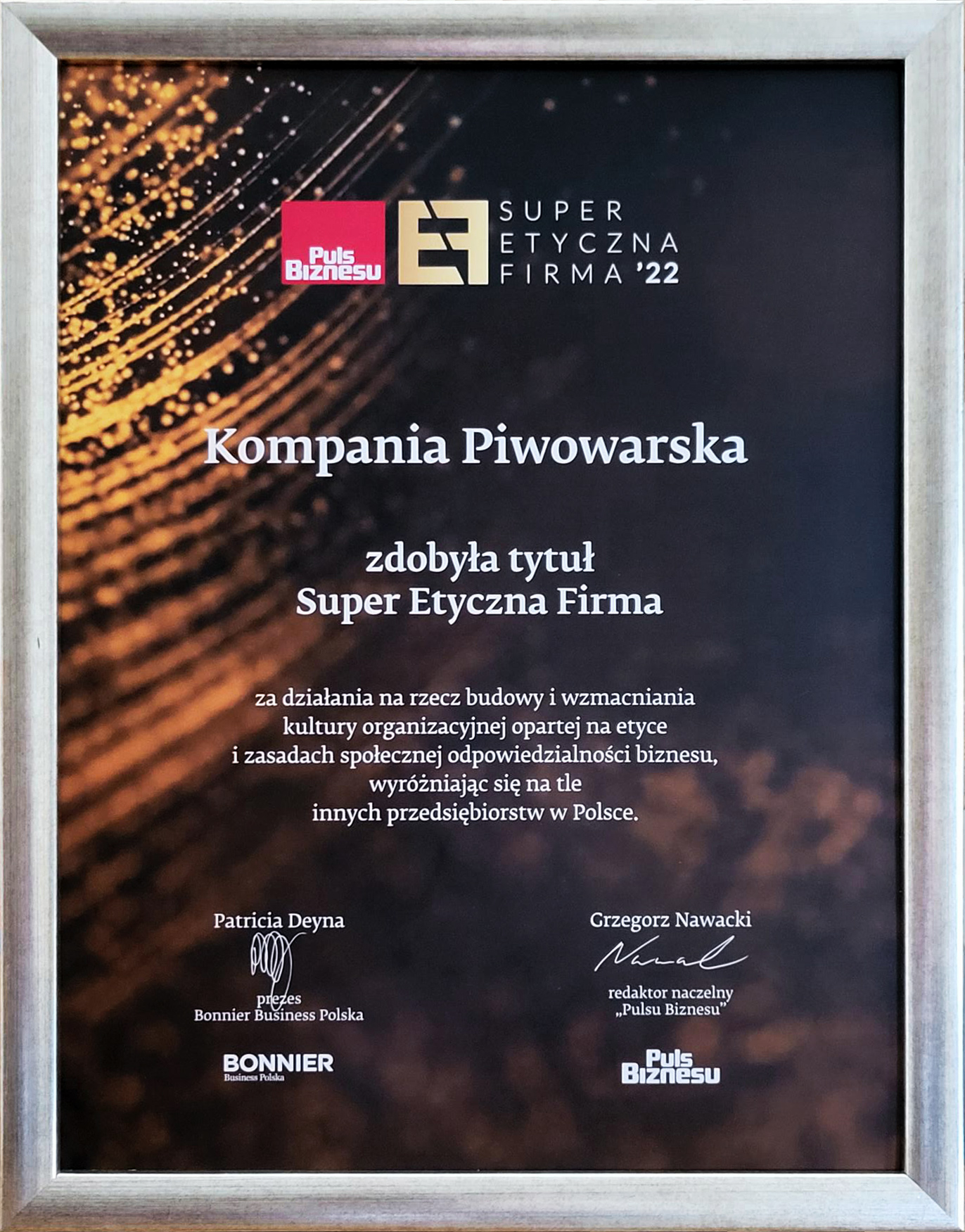 Kompania Piwowarska „Super Etyczną Firmą 2022”